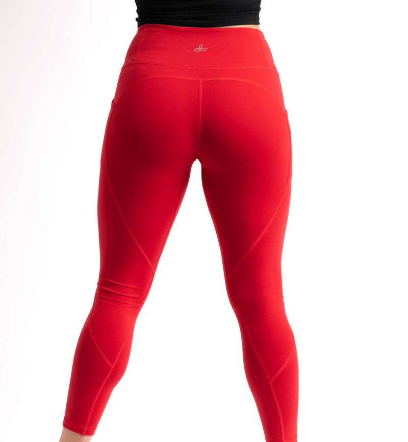 Cherry Red Kamili Yoga Pants Angle